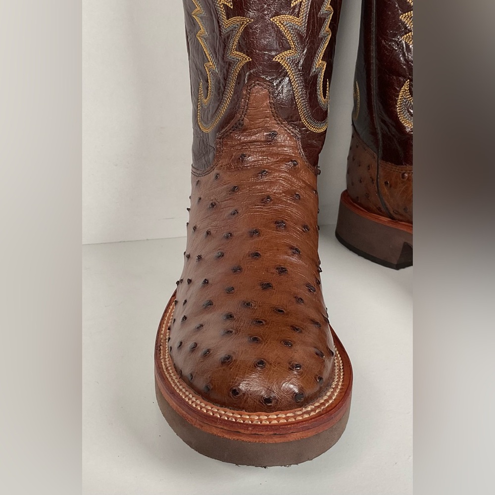 Justin Full Quill Ostrich Quill Roper Boots | Tekno Crepe | USA Made | Men’s 8 D - Picture 9 of 16